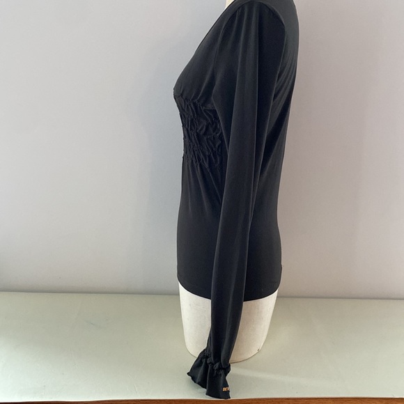 Dex Fresh Products long sleeved dark green peasant top with shirred bodice. Sz 2 - Picture 4 of 12